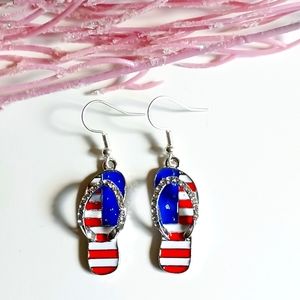 Cute American Flag Flip-Flop Handmade Earrings